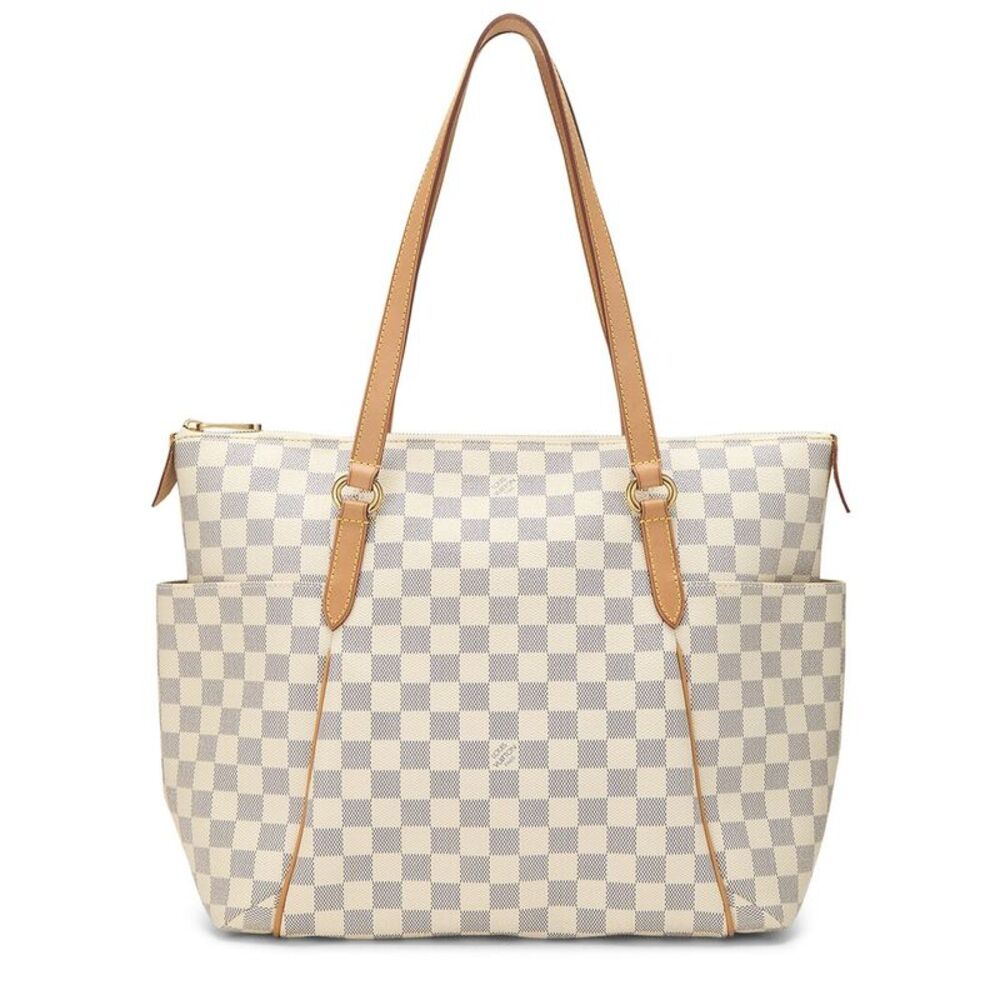 Louis Vuitton White Damier Azur Coated Canvas Totally Mm (Authentic Pre-Loved)